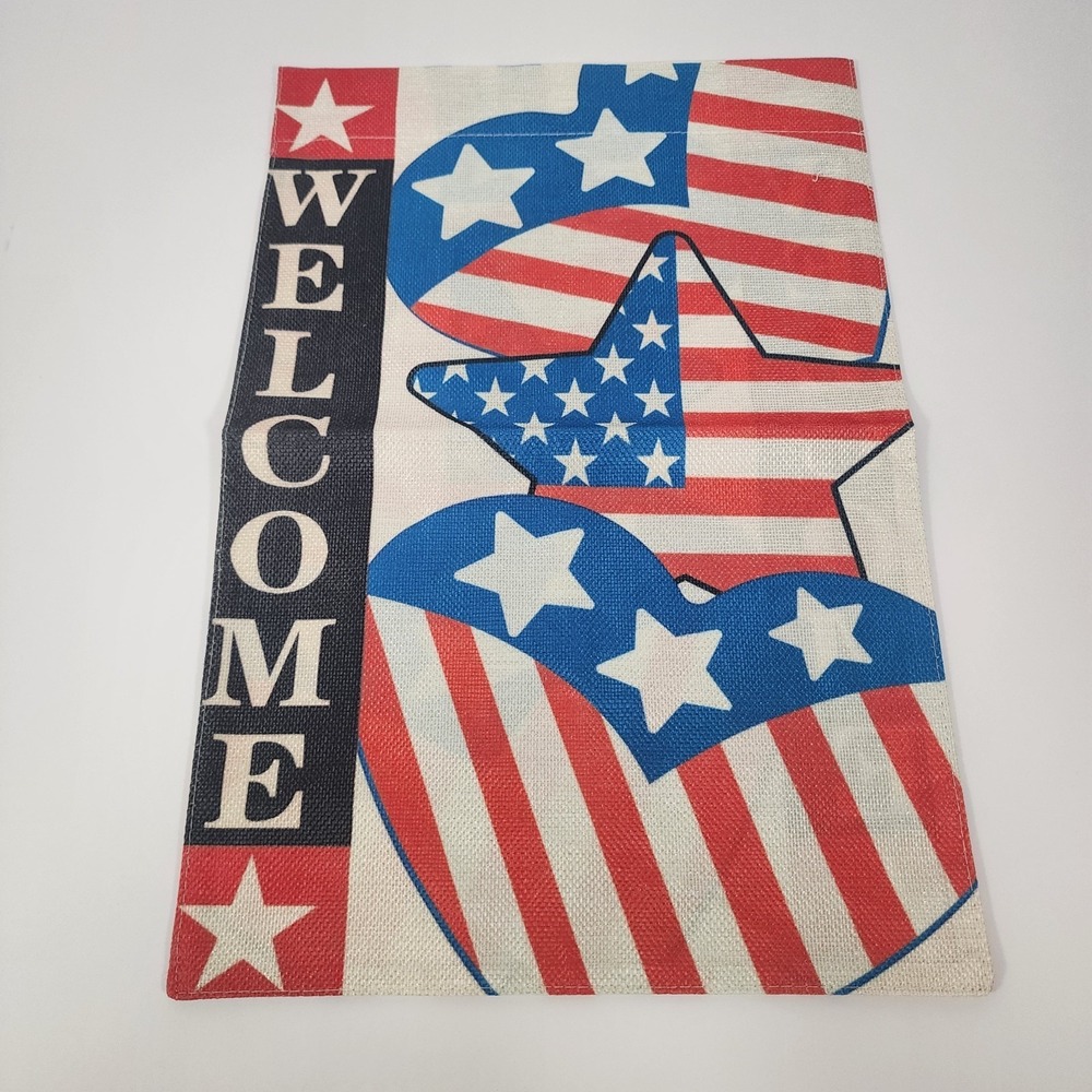 4th of July Garden Flag Double-Sided Patriotic Burlap Yard Decor 12x18 Flag